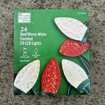 Home Accents Holiday 24 Red/warm White Faceted C9 Led Christmas Lights. Fixed Price $17.99.