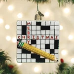 Crosswood Puzzle Blown Glass Tree Ornament By Old World Christmas. Fixed Price $27.99.