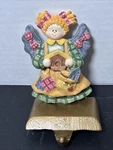 Angel Christmas Stocking Holder Patchwork Mantel Hanger Resin Cast Iron. Fixed Price $28.99.