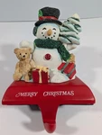 Santas Workbench Snowman Teddy Bear Hand Painted Resin Christmas Stocking Holder. Fixed Price $14.99.