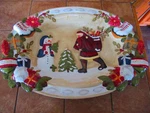Mercuries 3-D Christmas Platter Santa Claus Serving 18 3D Boxed. Fixed Price $25.00.