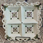 Grasslands Road Ceramic Divided Serving Dish Christmas Holly 4 Compartment. Fixed Price $36.75.