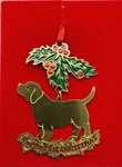 Vtg Rawcliffe Brass Dog Mistletoe Ornament Puppy 1ST Christmas Labrador. Fixed Price $7.00.
