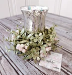 Ganz New Pretty Pink Glittered Mistletoe Faux Mercury Glass Candle Holder. Fixed Price $15.99.