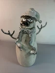 Department Silver Acrylic Snowman #56-44898 Christmas Decor IN.(JA120). Fixed Price $14.95.