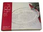 New Vintage Snow Medley Studio Nova 9-1/2" Sweet Dish Crystal Glass Tray Nib. Fixed Price $10.00.