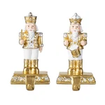 Glitzhome Nutcracker Christmas Stocking Holders, Set Of 2 Gold And White Polyres. Fixed Price $62.75.