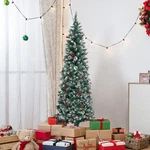 7.5FT Pre-lit Pencil Christmas Tree Holiday Decoration With 400 Lights And Snow. Fixed Price $119.77.