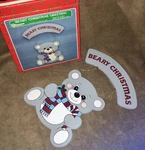 Beary Merry Christmas Greeting Vintage Teddy Hanging Wooden Door Plaque Nib. Fixed Price $13.00.