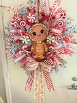 Gingerbread Boy Christmas Wreath, Wreaths, Holiday. Fixed Price $175.00.