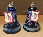 Holiday Time Shatterproof Blue Glittery Christmas Bells. Fixed Price $5.00.
