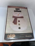 Cracker Barrel Vintage Christmas Quilt Ceramic Snowman Cookie Platter Plate 15". Fixed Price $29.00.