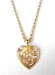 Heart Necklace Pendant Love You 20" Gold Plated Rope Chain Valentines Day Gift. Fixed Price $17.99.