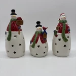Costco Snowmen With Color Changing Led Lights Ceramic Christmas Set Of 3 Tested. Fixed Price $20.35.