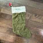 Nwot Pottery Barn Classic Large Green Ivory Velvet Christmas Stocking Mono Nolan. Fixed Price $14.50.
