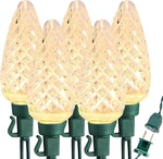 Brizled C9 Christmas Lights, 16FT 25 Faceted Warm Led, White. Fixed Price $26.24.
