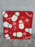 Sonoma Peppermint Lane Ceramic Square Plate Snowman Candy Cane Red Decor 10.25". Fixed Price $21.98.