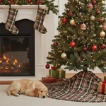Martha Stewart Tartan Plaid Christmas Tree Skirt (60 ) And Stockings (22 3PC. Fixed Price $199.00.
