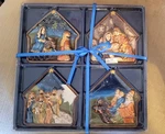 Manual Woodworkers & Weavers Nativity Mini Plates Set Of 4 Ceramic Wall Plaques. Fixed Price $25.00.
