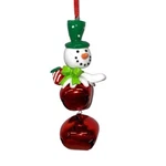 K&k Interiors Christmas Green Top Hat Snowman Red Bells Ornament Nwt New. Fixed Price $14.40.