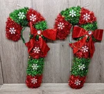 Candy Cane Tinsel With Metal - 2PC Wall Decor Red/ Green /snowflake 16" Tall. Fixed Price $12.00.
