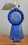 Nwt 2019 Old World Christmas First Place Blue Ribbon Blown Glass Ornament #36223. Fixed Price $11.00.