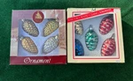 2 Boxes Of Vintage Glass Pinecones Ornaments Christmas Tree Holiday Dated 1989. Fixed Price $45.00.