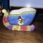 Sango The Sweet Shoppe Sleigh Centerpiece Snack Bowl Christmas By Sue Zipkin. Fixed Price $30.00.