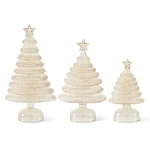 K & Interiors Set Of 3 Gold Glass Iced Layers Christmas Trees 55167A-GO. Fixed Price $90.00.