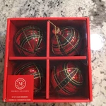 Martha Stewart Home Plaid Glass Christmas Ornament Balls Set Of 4 Red New. Fixed Price $34.99.