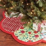 The Pioneer Woman Multi-color Patchwork Scalloped Polyester Christmas Tree Skirt. Fixed Price $19.99.