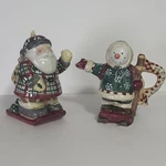 Debbie Mumm Sakura Sledding Friends Santa Sugar & Snowman Creamer Set Christmas. Fixed Price $21.39.