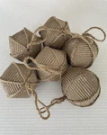 Christmas Corrugated & Twine Jute Ball Ornaments Lot Of 6 Glitter Boho Rustic. Fixed Price $18.86.