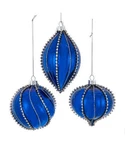 Kurt Adler 80MM Glass Shiny Blue Gemmed Onion, Finial & Ball Ornaments. Fixed Price $28.04.
