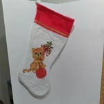 Vtg Rauch Felt Embossed Christmas Stocking Orange Tabby Cat Kitten Playing 1997. Fixed Price $19.37.