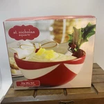 Nib St. Nicholas Square Christmas Holly Jolly Dip Mix Set Bowl & Spreader. Fixed Price $19.99.