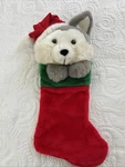Vintage Santas Best Christmas 3D Stuffed Animal Plush Gray Wolf/dog Stocking. Fixed Price $25.89.
