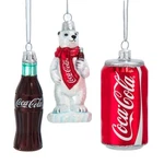 2024 Kurt Adler Coca-cola Glass Miniature Ornament Set 3-PIECE. Fixed Price $34.95.