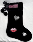 Victoria's Secret 20 Black Plush Christmas Stocking Lips Love Diamond Poms. Fixed Price $14.99.