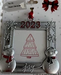 2023 Christmas Snowman Snowflake Joy Square Ornament Picture Holder 2"X. Fixed Price $12.99.