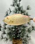 Antique Vintage Big 5 Golden Carp Fish Scales Glass Christmas Ornament Germany. Fixed Price $76.00.