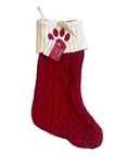Christmas Cable Knit Red Stocking Nicholas Square Kohls Holiday Paw Print Pet. Fixed Price $8.40.