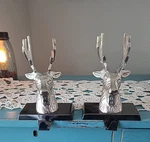 2 Pcs Stocking Holder Reindeer Buck Silver Holiday Decor Hook Hanger Mantle. Fixed Price $35.00.
