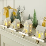 4 Pcs Christmas Village Stocking Holder For Mantle Led House. Fixed Price $67.09.
