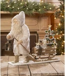 21" Bethany Lowe Large Vntg Santa Pulling Sled Christmas Figure Doll Decor. Fixed Price $299.95.