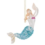 Glass Mermaid Holding Seashell Ornament. Fixed Price $17.99.