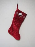 Red Velour Christmas Stocking Gold Sparkle Snowflakes 18"X9" By Holiday Time. Fixed Price $16.99.