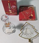 Golden Stars Candle Holder 5" & Yuletide Tree Sweet Dish Mikasa. Fixed Price $19.99.