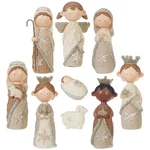 Raz Imports - 4.5" Faux Knit Christmas Nativity Set Of 9 Pieces. Fixed Price $46.30.