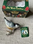 Old World Christmas Glass Blown Ornament, Nuthatch With Box And Tag. Fixed Price $18.95.
